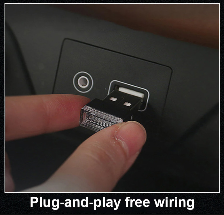 Mini Blue LED USB Car Interior Light Neon Atmosphere Lamp Multi-Purpose 3-Pcs