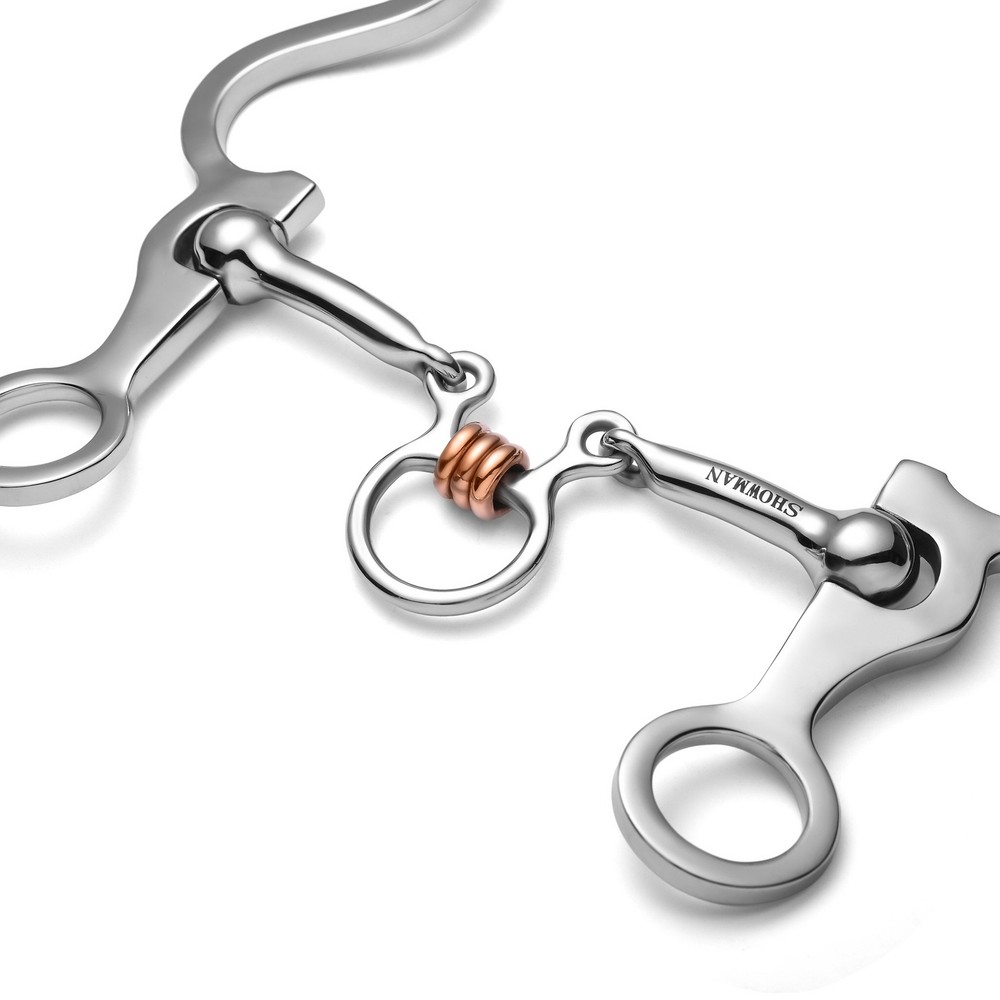 Showman Long S Shank Bit w/ Three Piece Jointed Copper Rollers