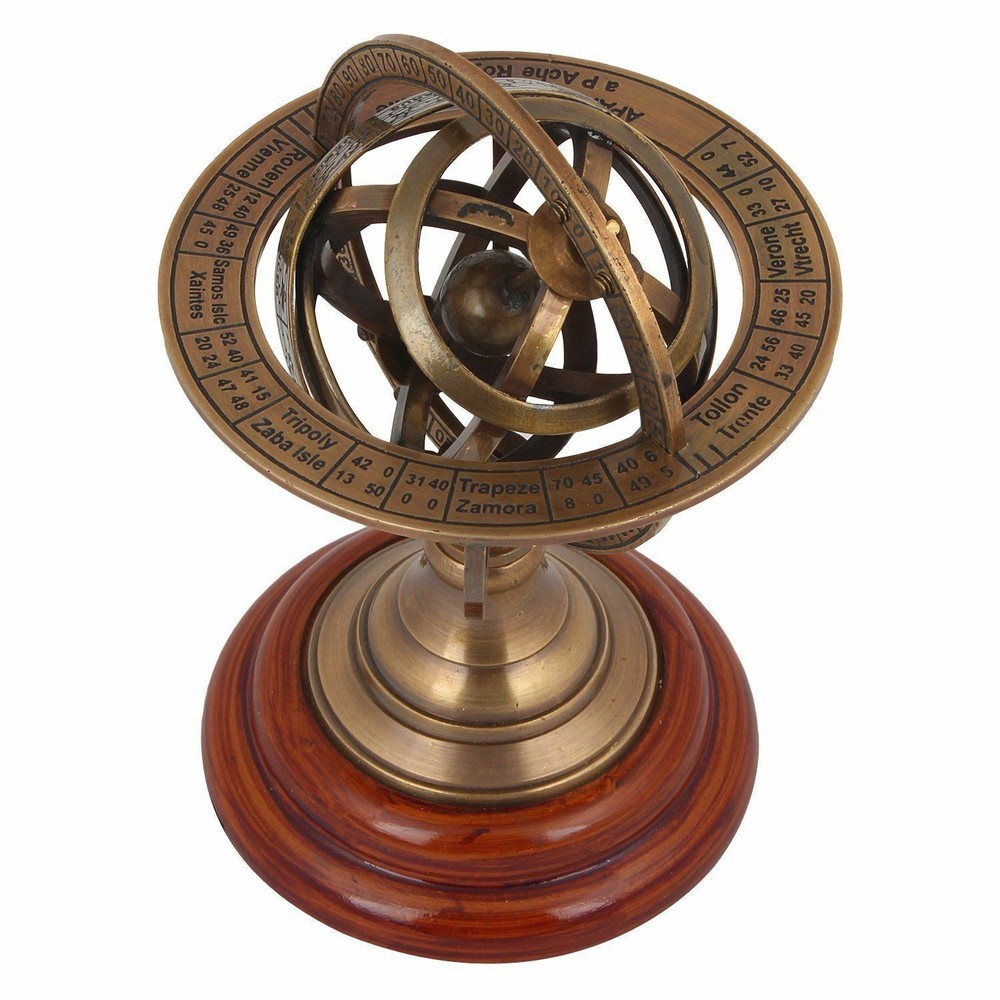 Solid Brass Nautical 5" Vintage Arillary World Globe - Nautical Decor Gift
