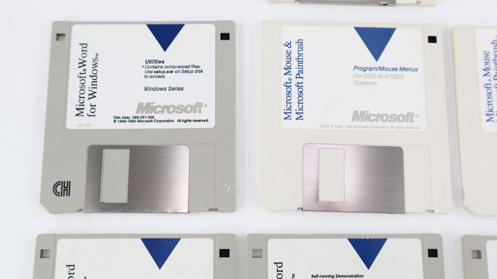 Microsoft Word for Windows, Paintbrush, Mouse Setup Disk Lot 3.5" Floppy 1990