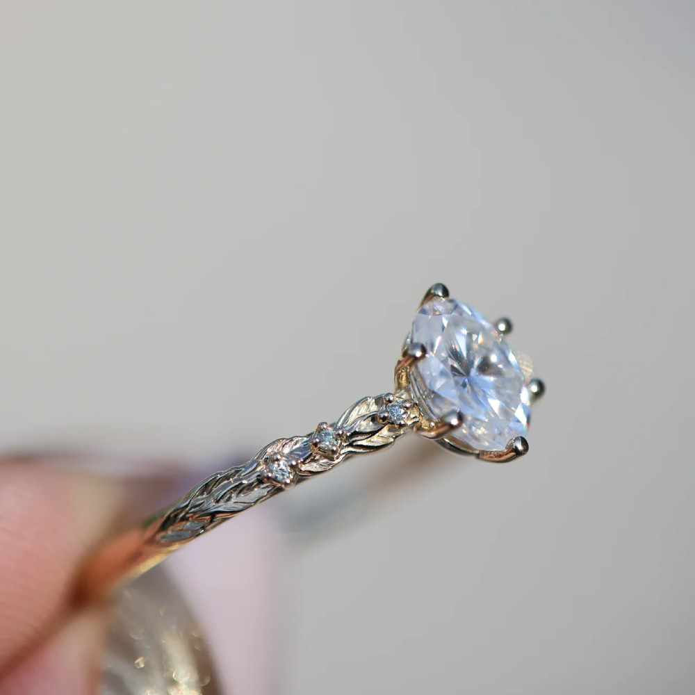 14K Yellow Gold Oval Cut Diamond Ring Semi Mount Setting 0.10 Carat Size 6 7 8