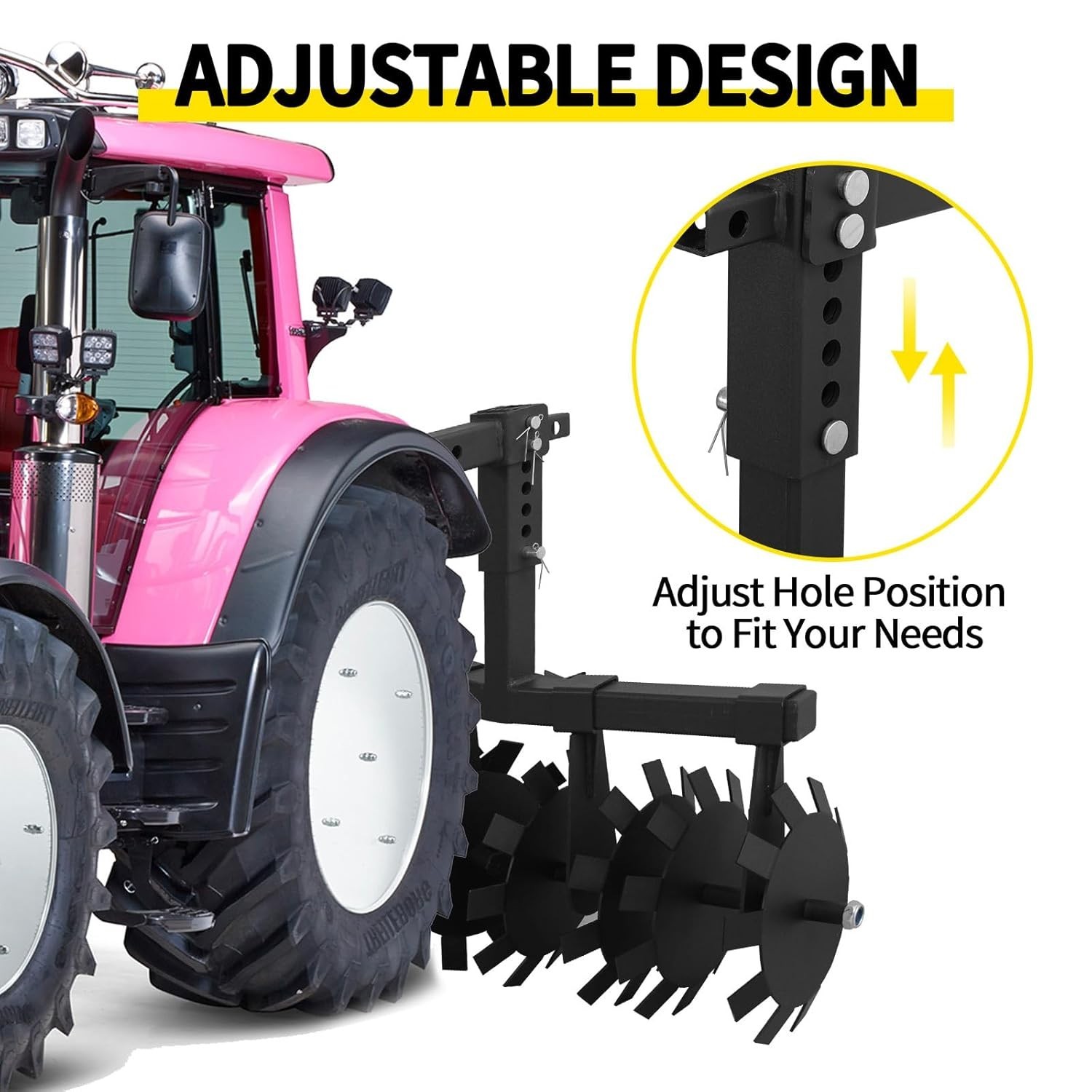 32" Disc Plow Harrow with 2" Receiver Mount for ATV/UTV Heavy Duty Adjust Height