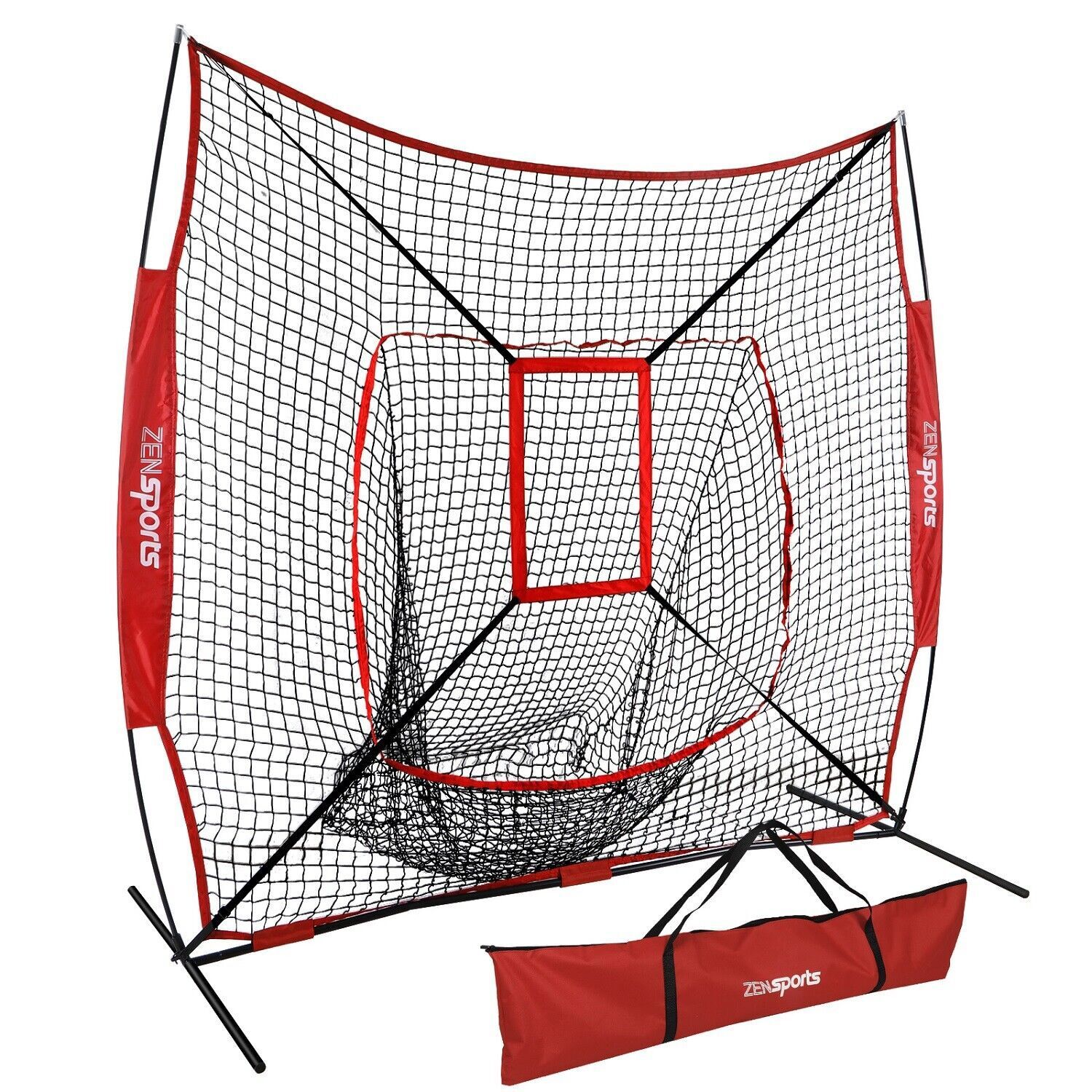 Portable 7x7’ Baseball Softball Practice HittingTraining Net w/ Strike Zone &Bag