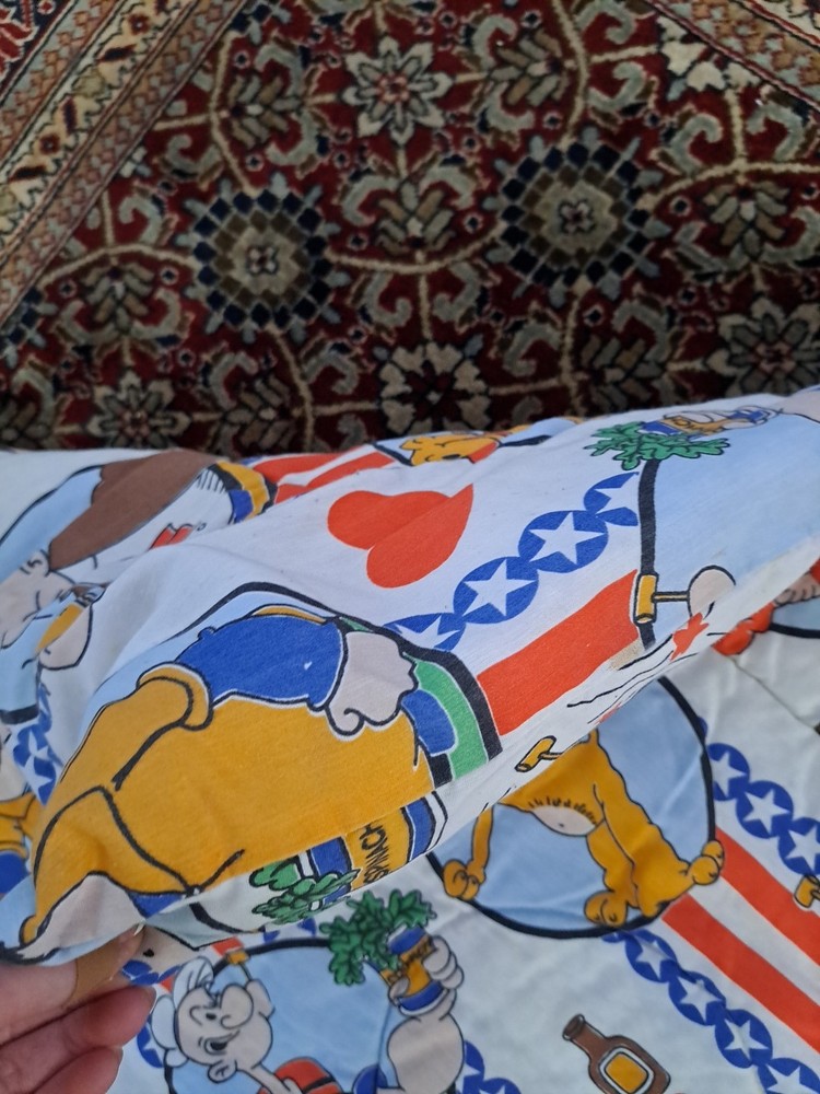 Vintage Quilted Popeye Theme Comforter Blanket