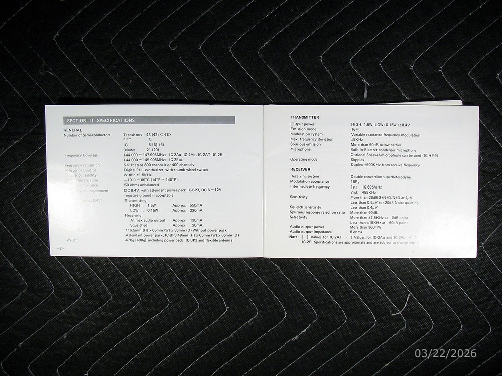 Icom IC-2A/IC-2AT Instruction Manual