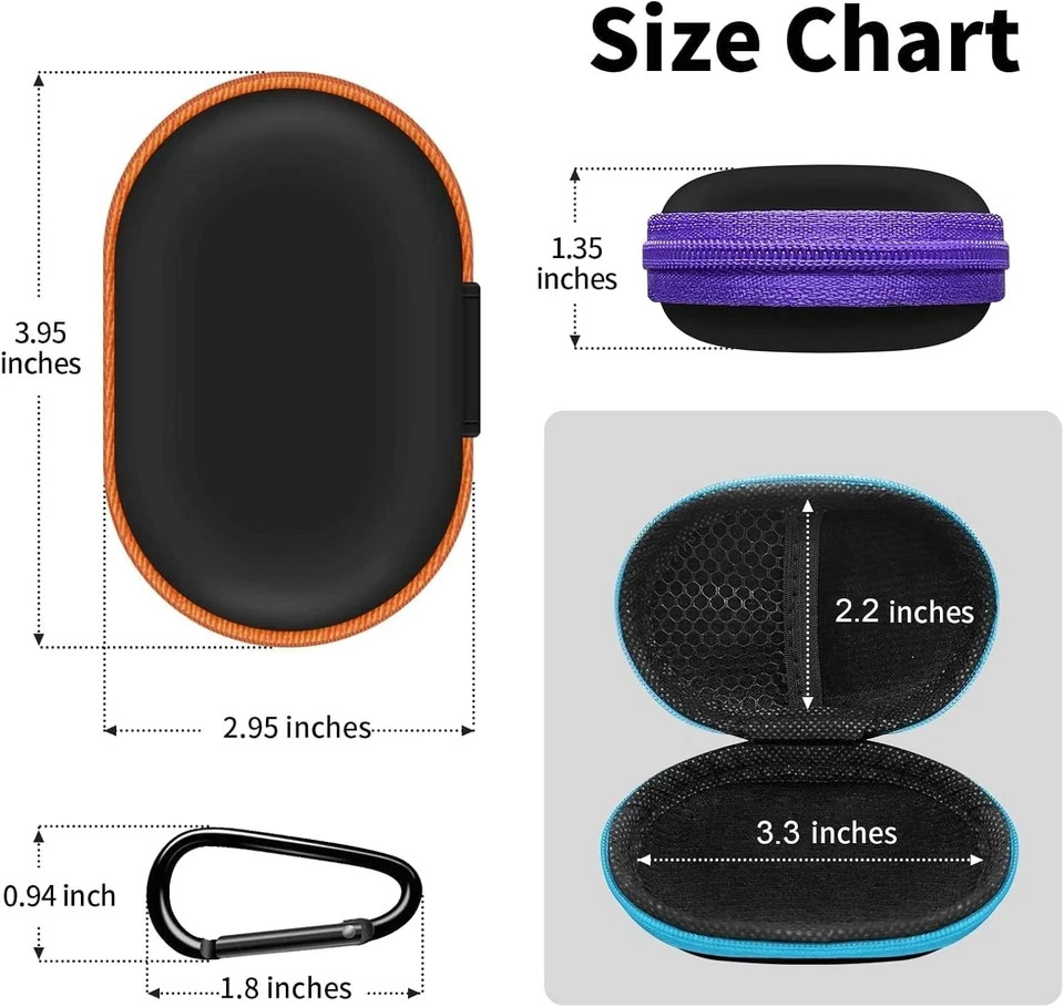 for Earbuds Carrying Case,【2Pack, Red+Blue】 Small Oval Storage Cases,