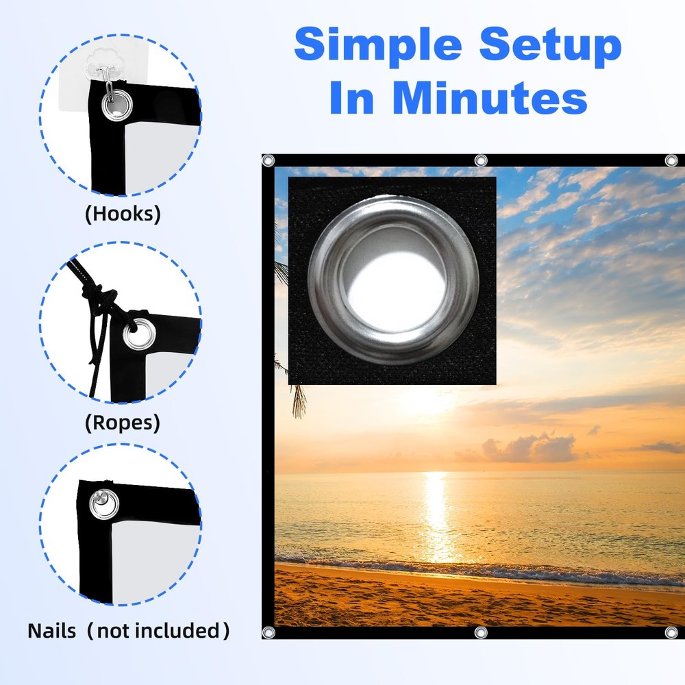 Projector Screen, 84 inch Foldable Portable Rear Front Projector Screen Indoo...