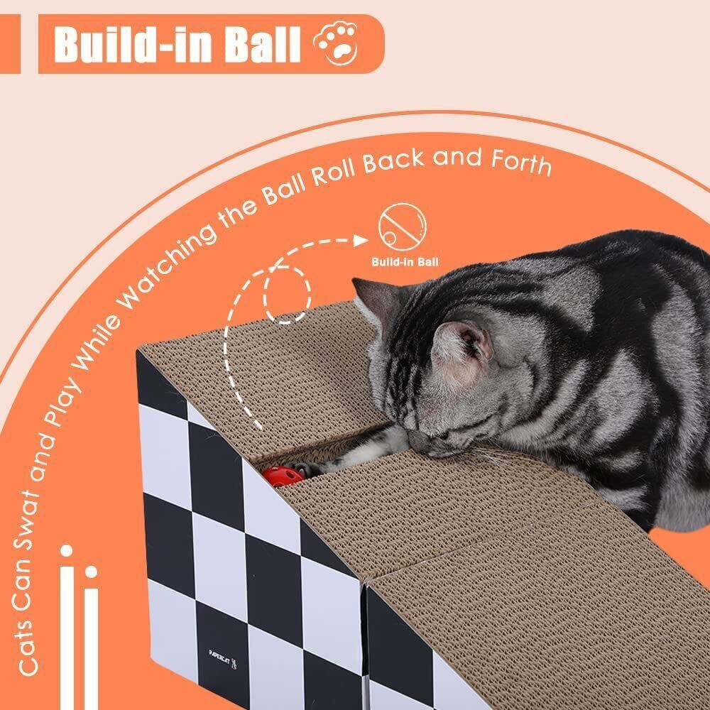 Cat Scratcher & Lounge Mat with Ball - Triangular, Dual-Use Design