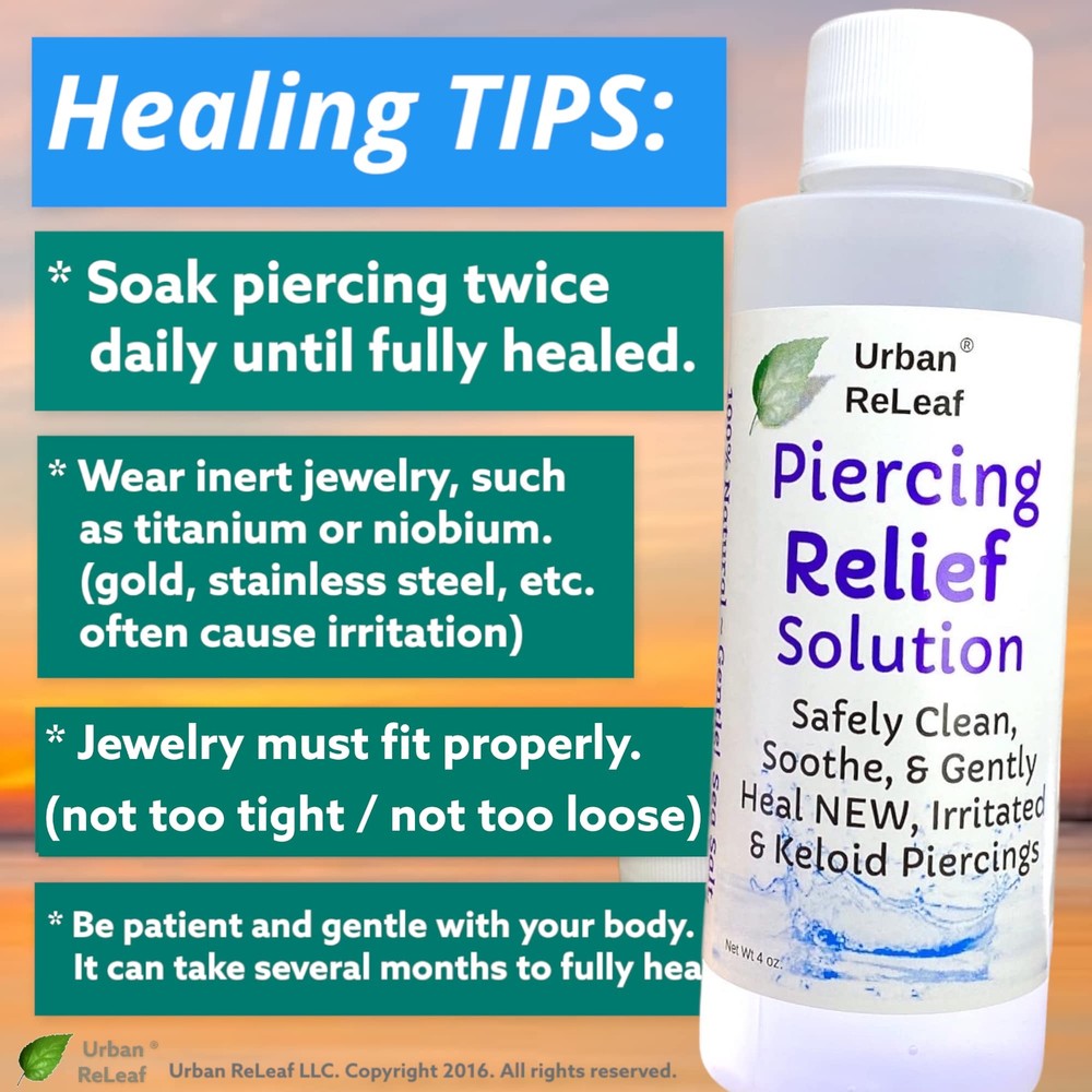 PIERCING RELIEF Solution ! Safely Clean, Soothe & Gently Calm New, Irritated ...