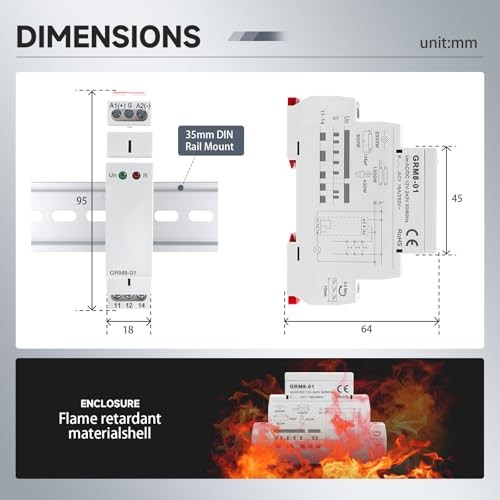 Electronic Impulse Latching Relay, GRM8-01 16A Memory GRM8-01AC/DC12V~240V