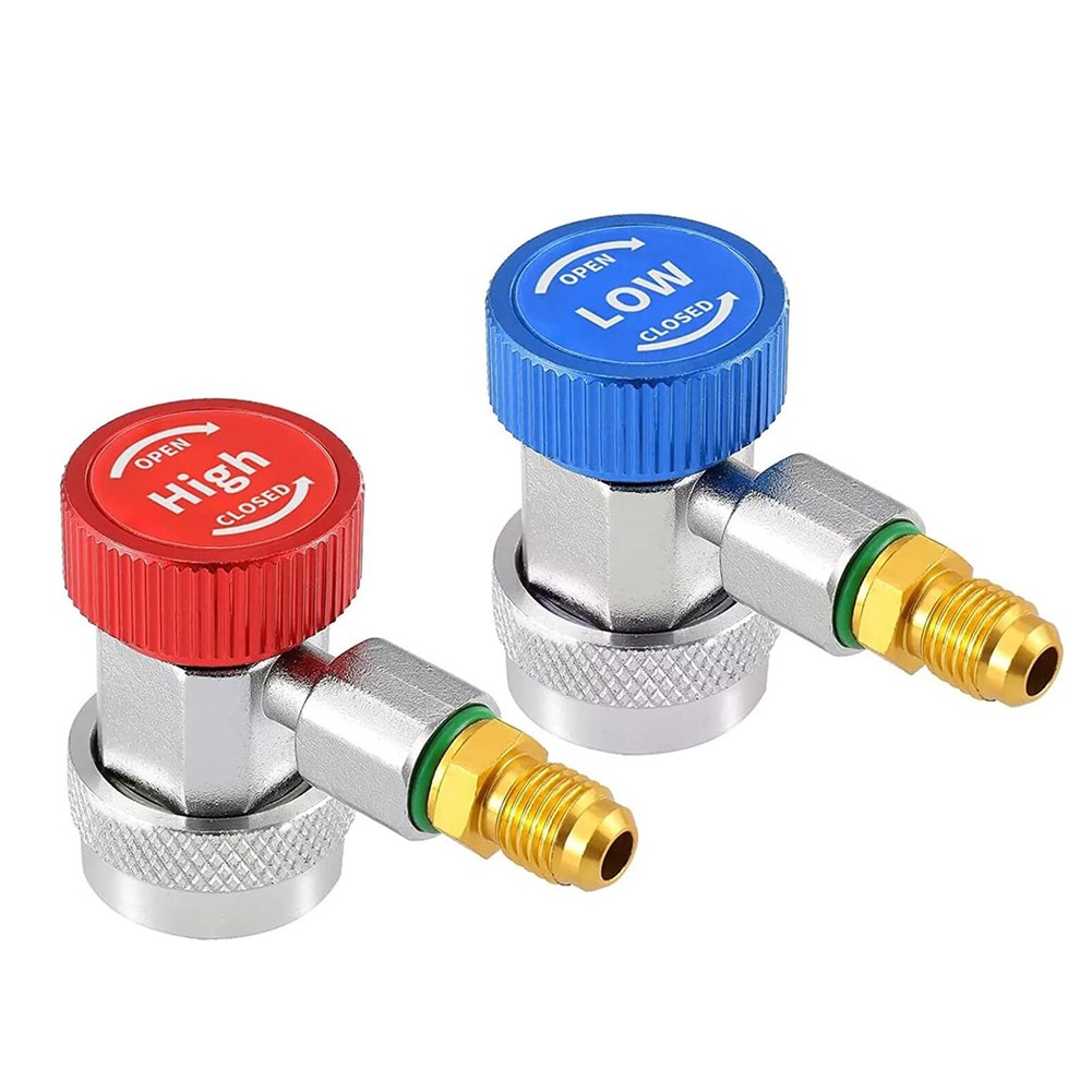 R134A AC Service Coupler Set, Red Blue High Low Side Adapter 1/4" Flare