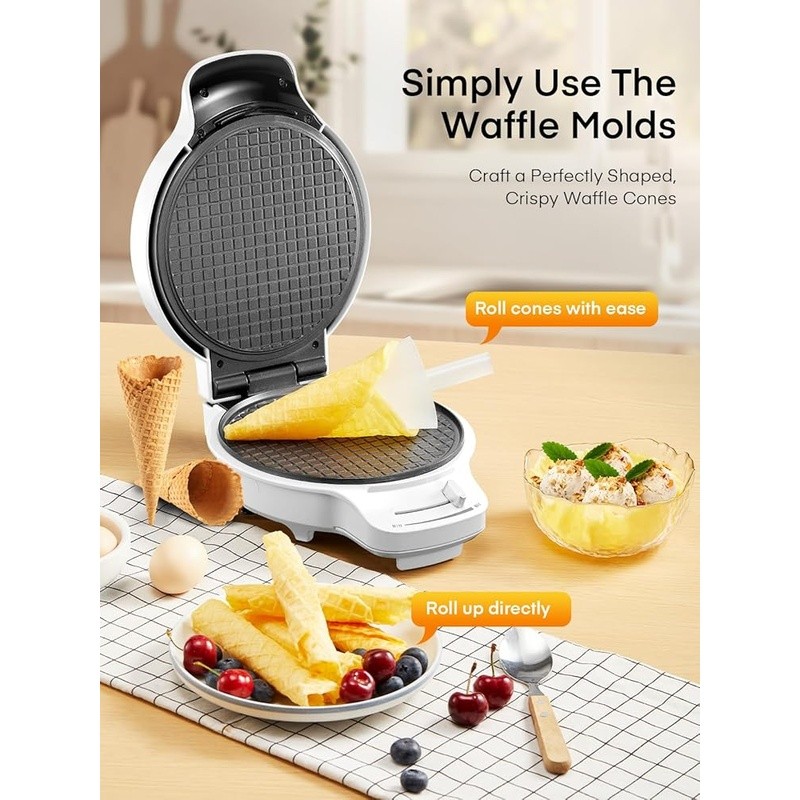 Non-Stick Waffle Cone Maker Adjustable Temperature Double-Sided Efficient Baking