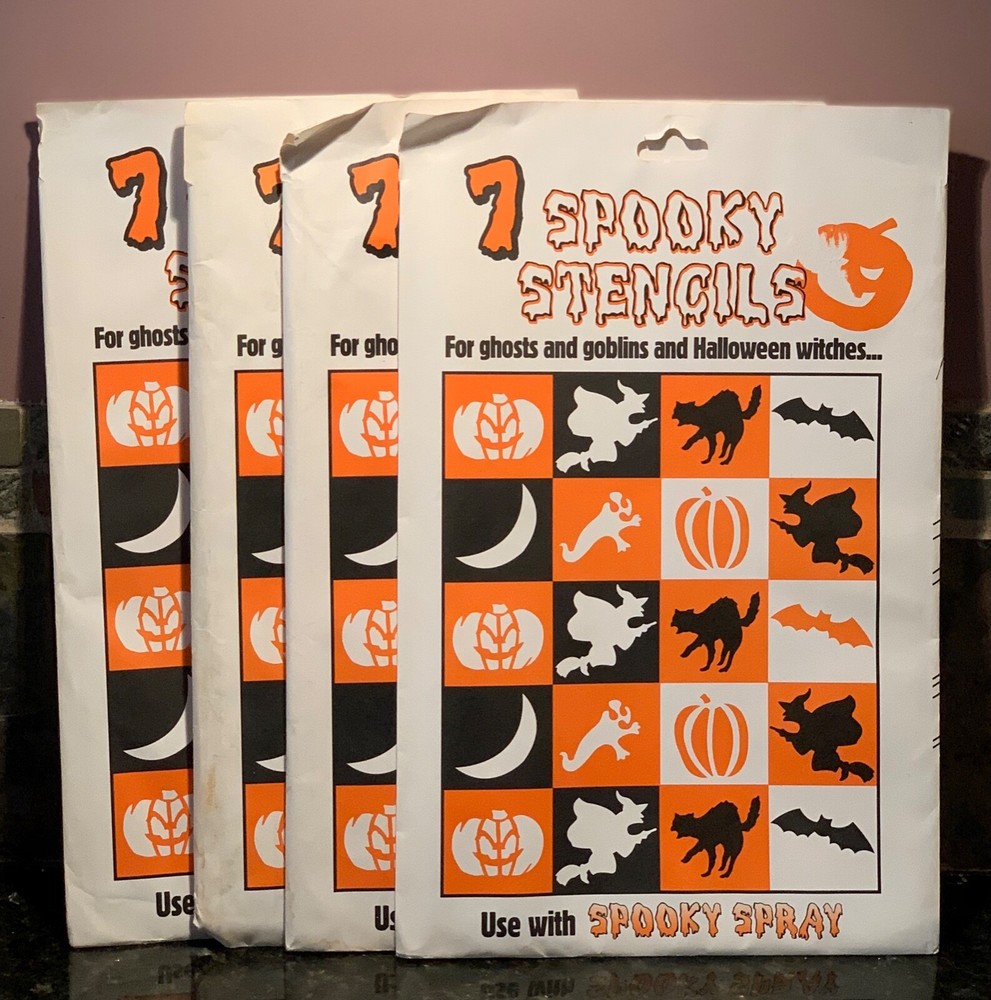 Halloween Spooky Stencils Decorating Kit Ghosts Goblins Witches Pumpkins
