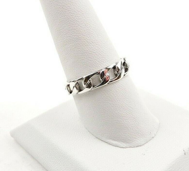 Sterling Silver 4 mm Chain Link Band Ring - Free Gift Packaging