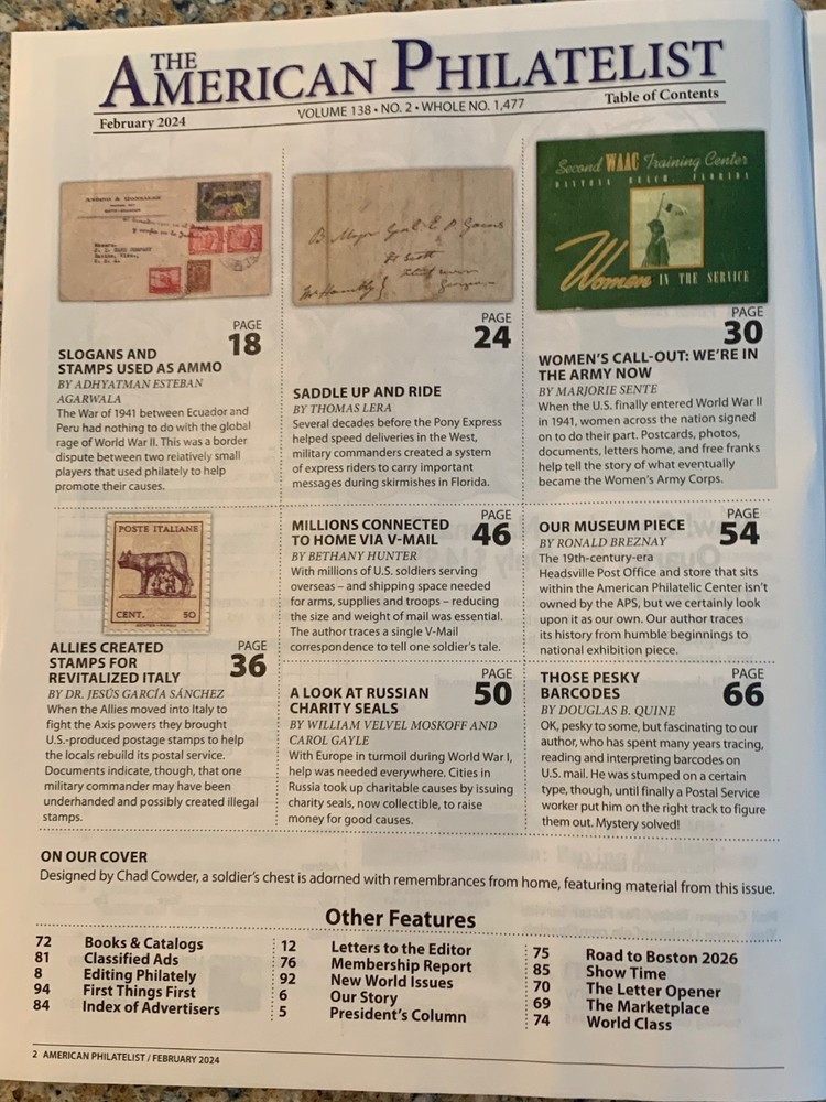 American Philatelist Magazine 2024, February