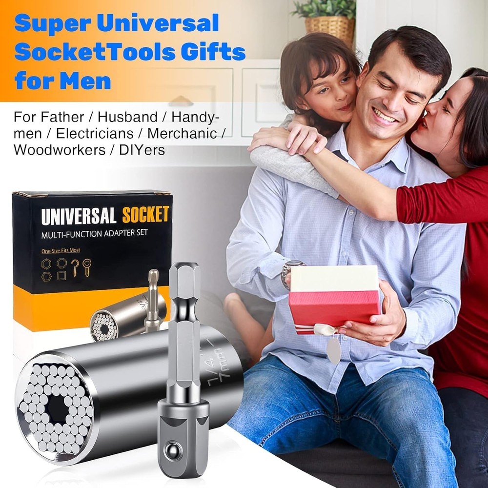 Fathers Day Gift Universal Socket Geekman Silver with Drill Adapter