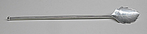 MCM Danish Drink Leaf Stirrer Straws Silverplate Boxed Set 8 Denmark Barware