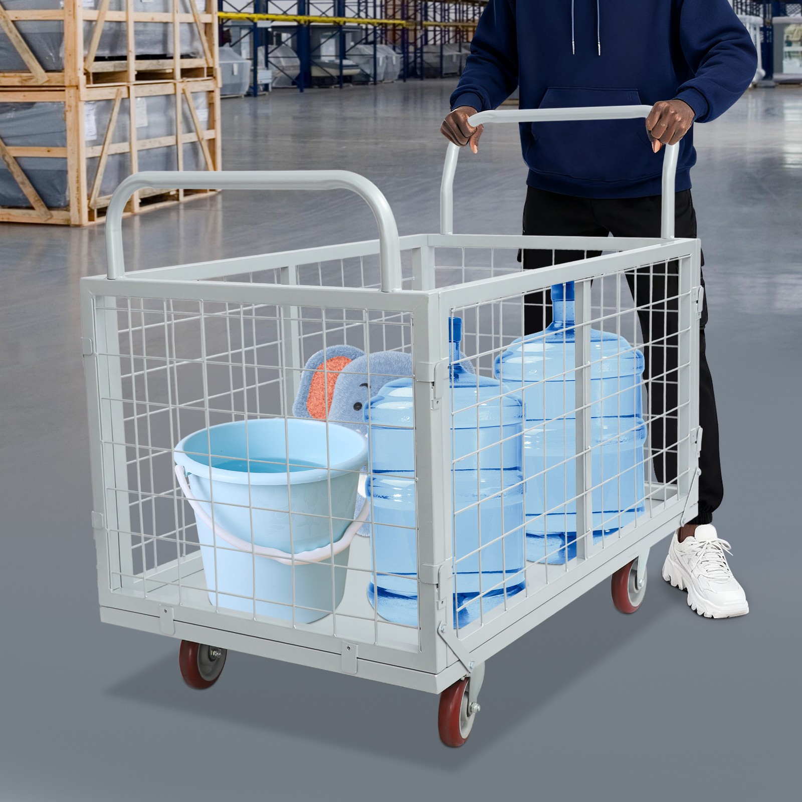 Platform Truck Cart 4-in-1 Heavy Duty Platform Truck Cart 816kg/1800 lbs Silver