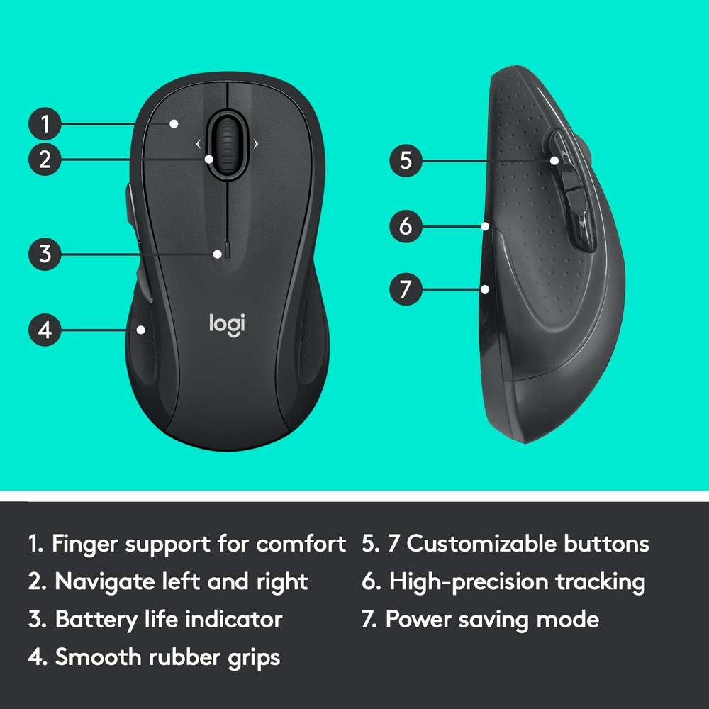Logitech M510 Wireless Mouse, Mouse for Laptop and PC with USB Unifying Receiver