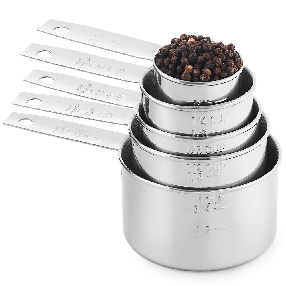 Stainless Steel Measuring Cups, Laxinis world 5 Piece Stackable Measuring Set...