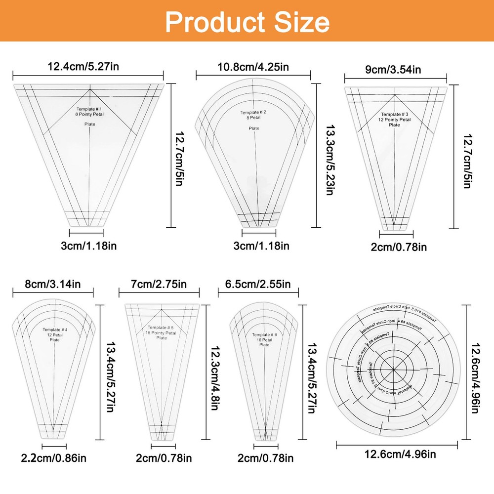 10PCS Shaped Sewing Quilting Ruler Set Creative Template Patchwork for DIY Craft