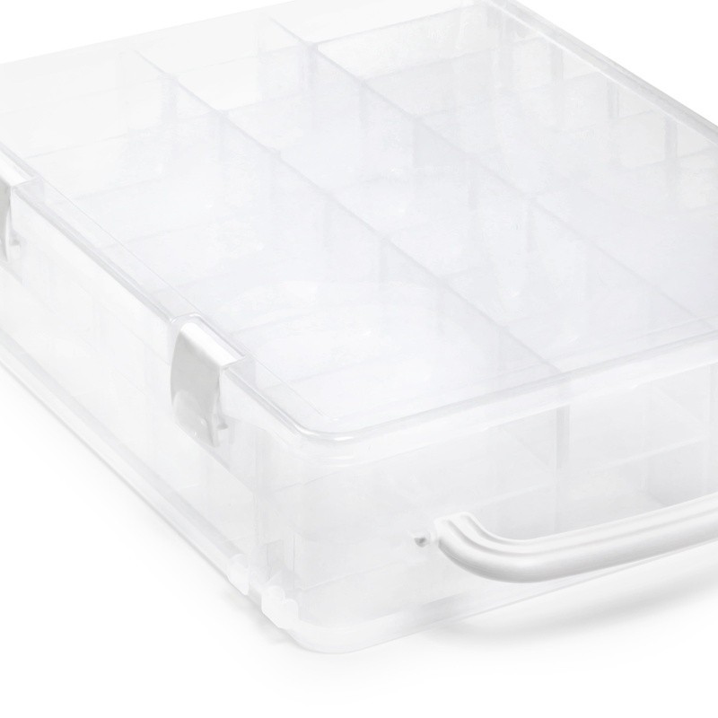 Double-Sided Thread Storage Box 48 Spools Transparent Durable Carrying Handle US