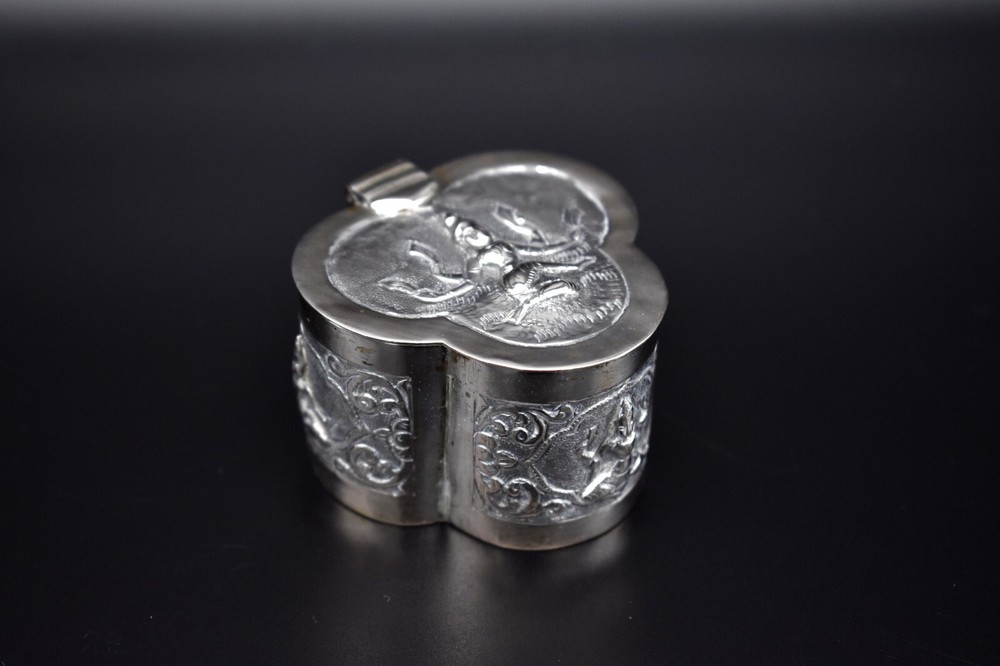 Antique 19th Century Solid Silver Burmese Snuff Box