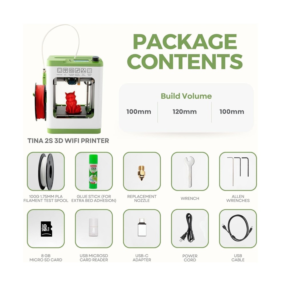 Fully Assembled Mini 3D Printer for Kids and Beginners - Complete Starter Kit...