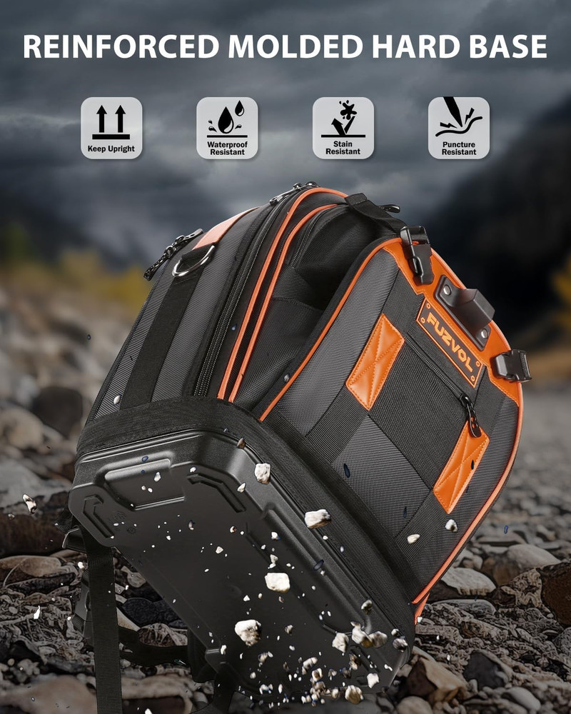Heavy Duty Tool Backpack with Removable Organizer & Laptop Compartment, Orange