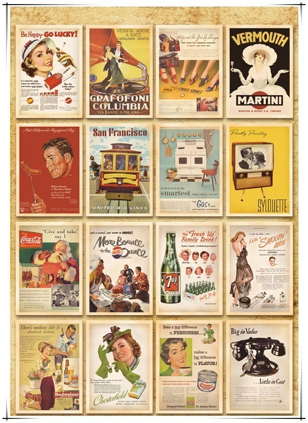 Lot of 32 Old Memories Forever Old Movie & Ads Poster Vintage Postcards