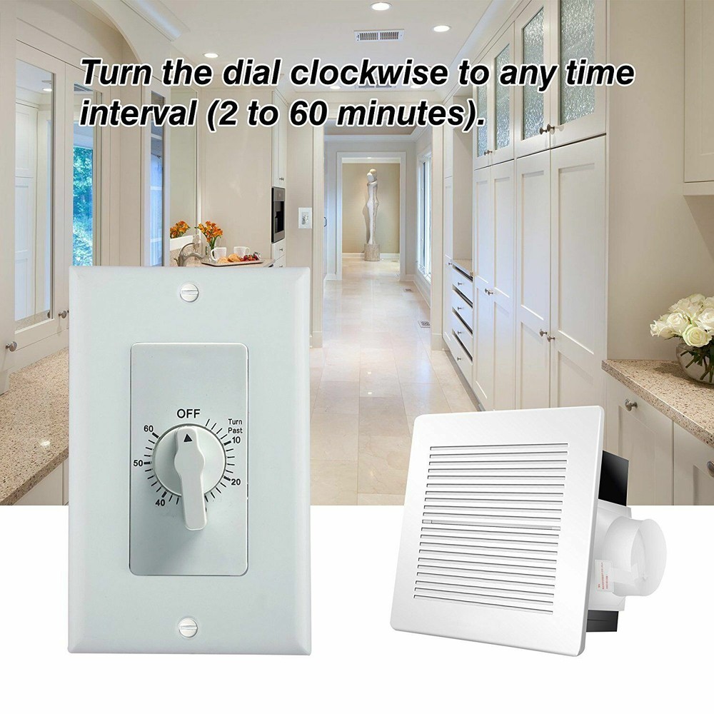 BN-LINK Heavy Duty Mechanical 60-Minute In-Wall Spring Loaded Countdown Timer