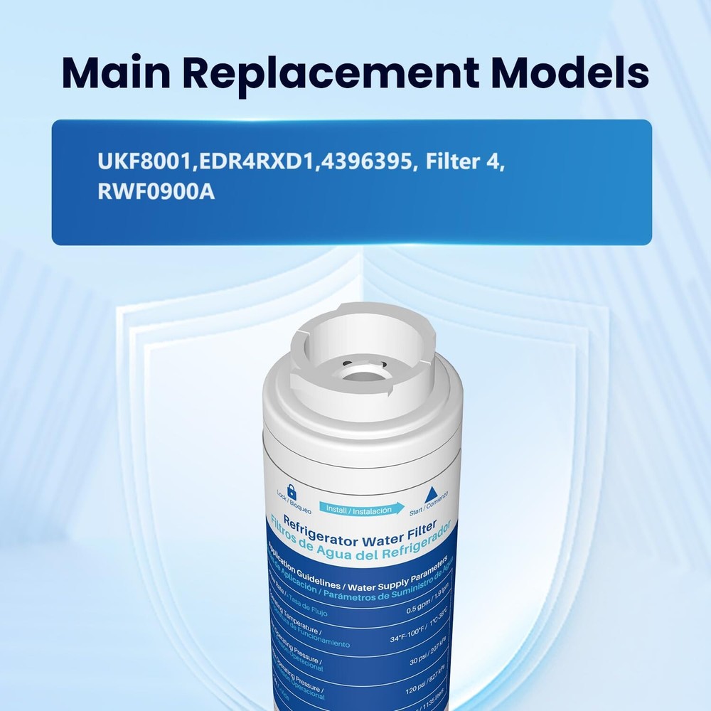 UKF8001 Refrigerator Water Filter Replacement for 4396395, RWF0900A, 3PACK