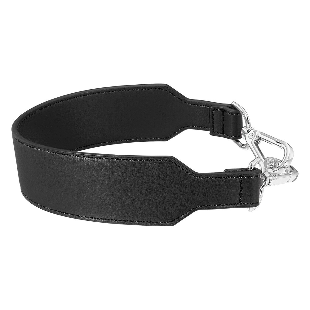 16 Inch Leather Purse Strap, Plain Pattern with Silver Buckle, Black