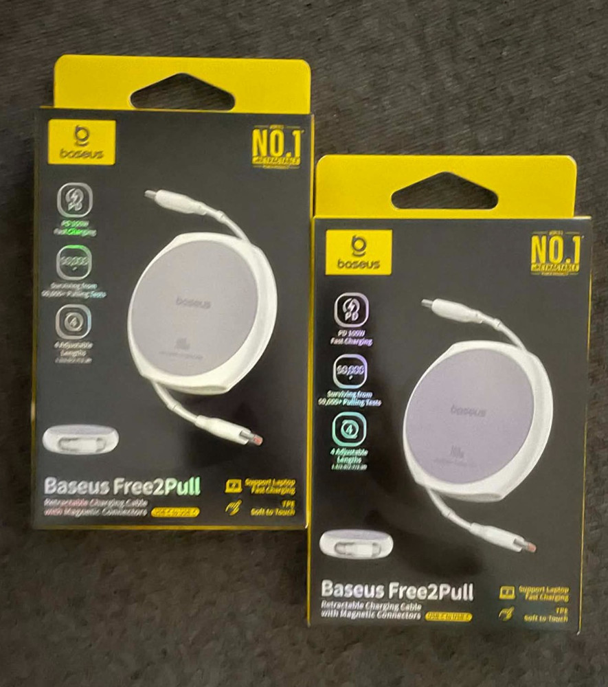 Baseus Free2Pull 100W Retractable USB-C Fast Charging Cable Magnetic 2 Pack