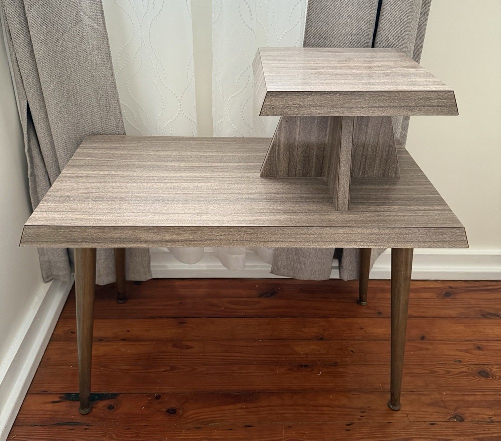 Mid Century Table/ Vintage Telephone Table/rustic table/End Table/ Two Tier Step