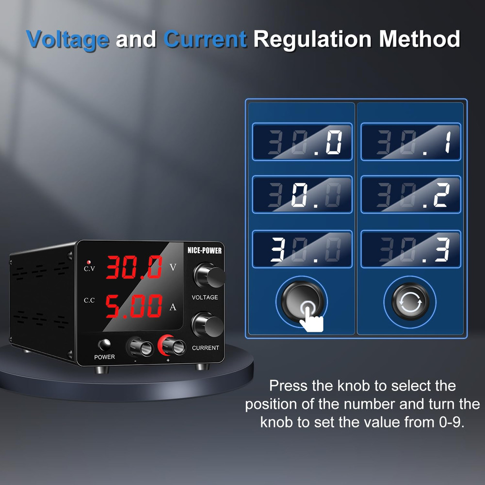 DC Power Supply Variable, 30V 5A Adjustable Switching Regulated Power Supply wit
