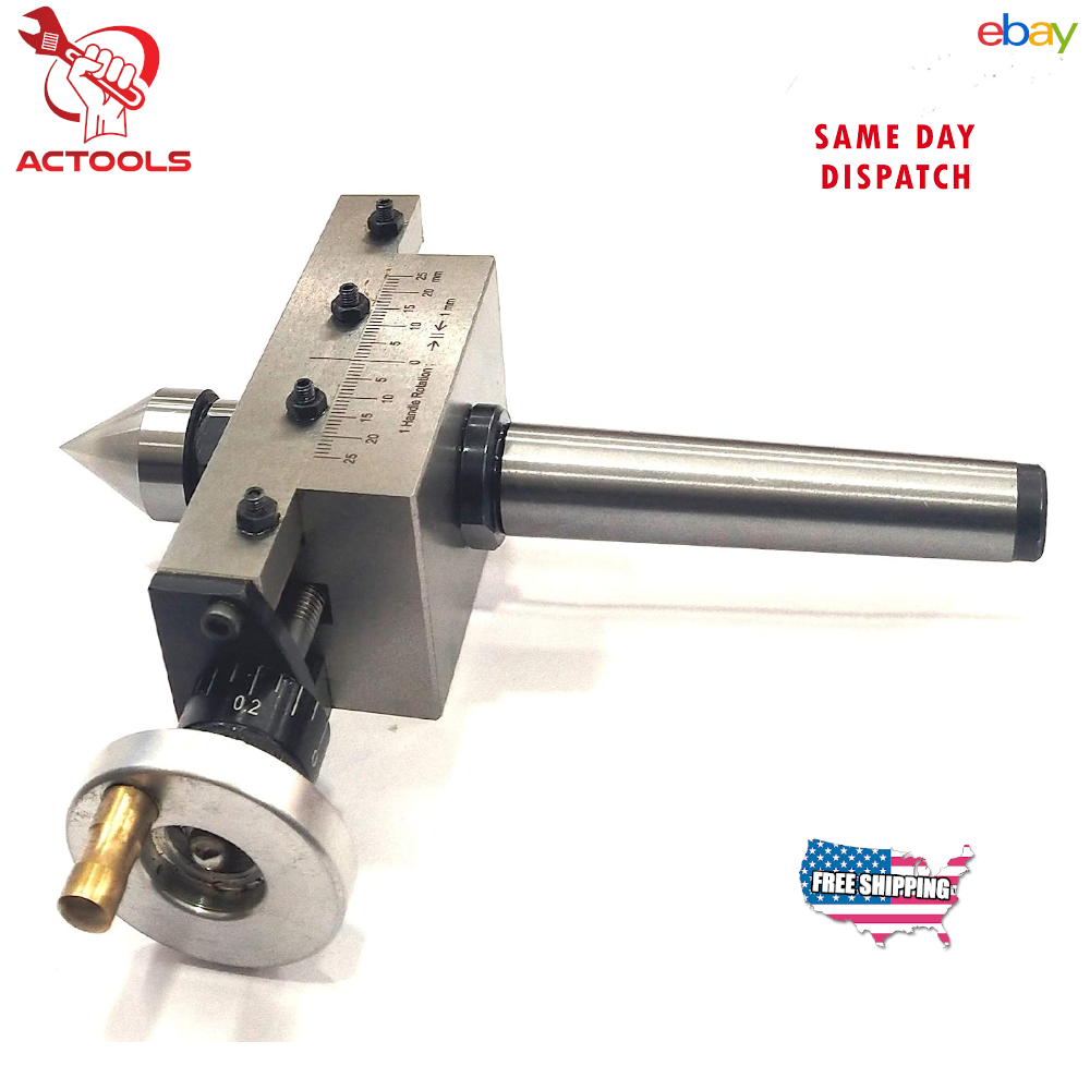 Lathe Taper Turning Attachment Cross Slide MT2 Shank With Revolving Live Center