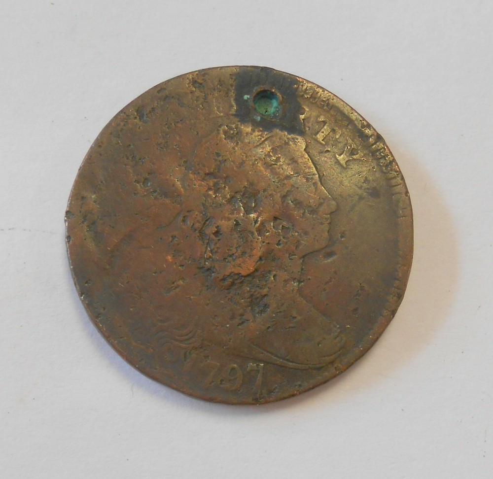 1797 US Draped Bust Large Cent Hole in Top As Shown