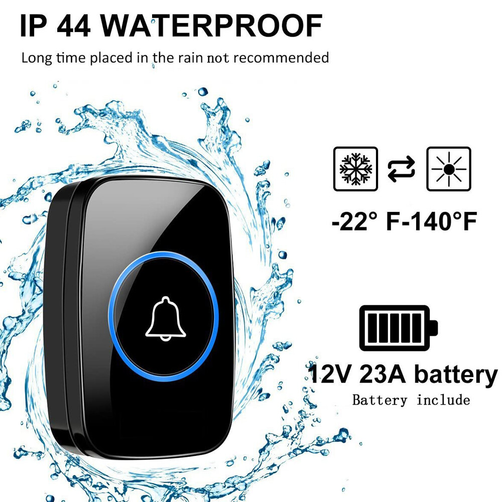1000FT Wireless Doorbell Waterproof 2 Plugin Receiver Adjustable Volume 38 Chime