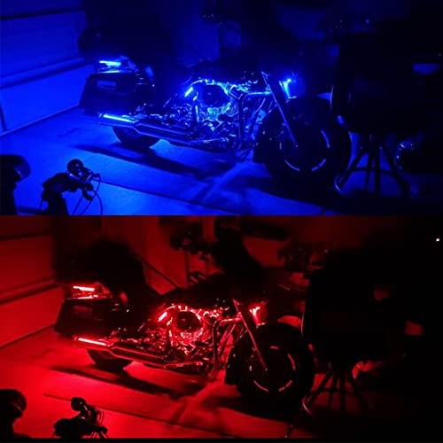 12Pcs Wireless RF Remote APP Control RGB Motorcycle LED Light Kits Flexible