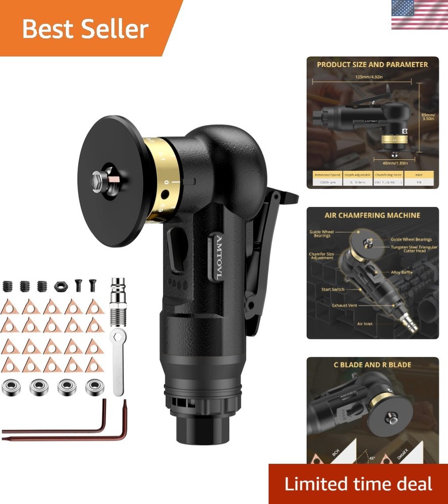 Adjustable Pneumatic Chamfer Tool with Safety Features - Lightweight & Efficient