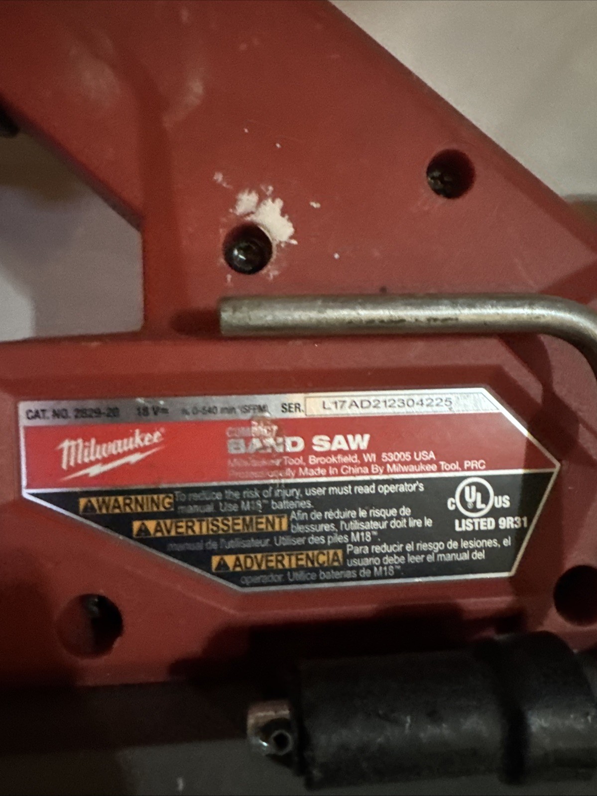 Milwaukee Brushless 2829-20 M18 BAND SAW