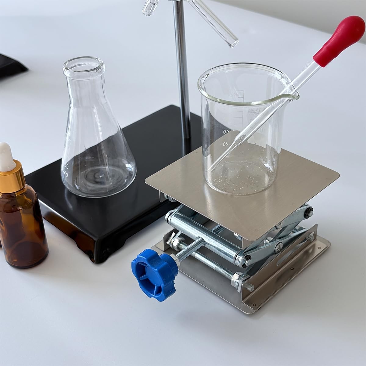 Stainless Steel Lab Jack Stand Table Lift Laboratory Mini Scissor Silver