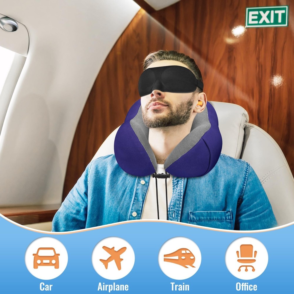CloudBliss Travel Pillow Premium Memory Foam, Comfortable Supportive Neck