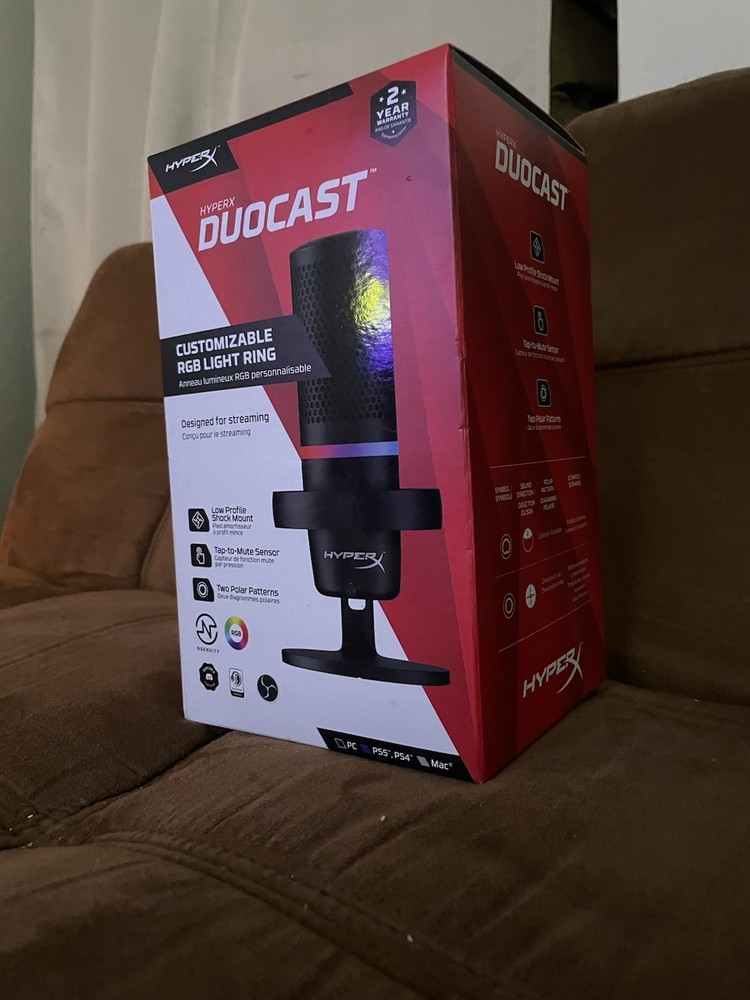 HyperX DuoCast RGB USB Condenser Microphone PC PS5 Mac Stream Gaming