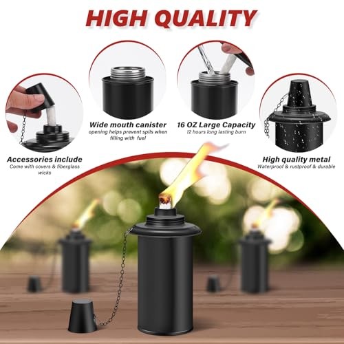 Pack Torch Replacement Canisters, 1oz Bamboo Lantern Refillable Torches, 6