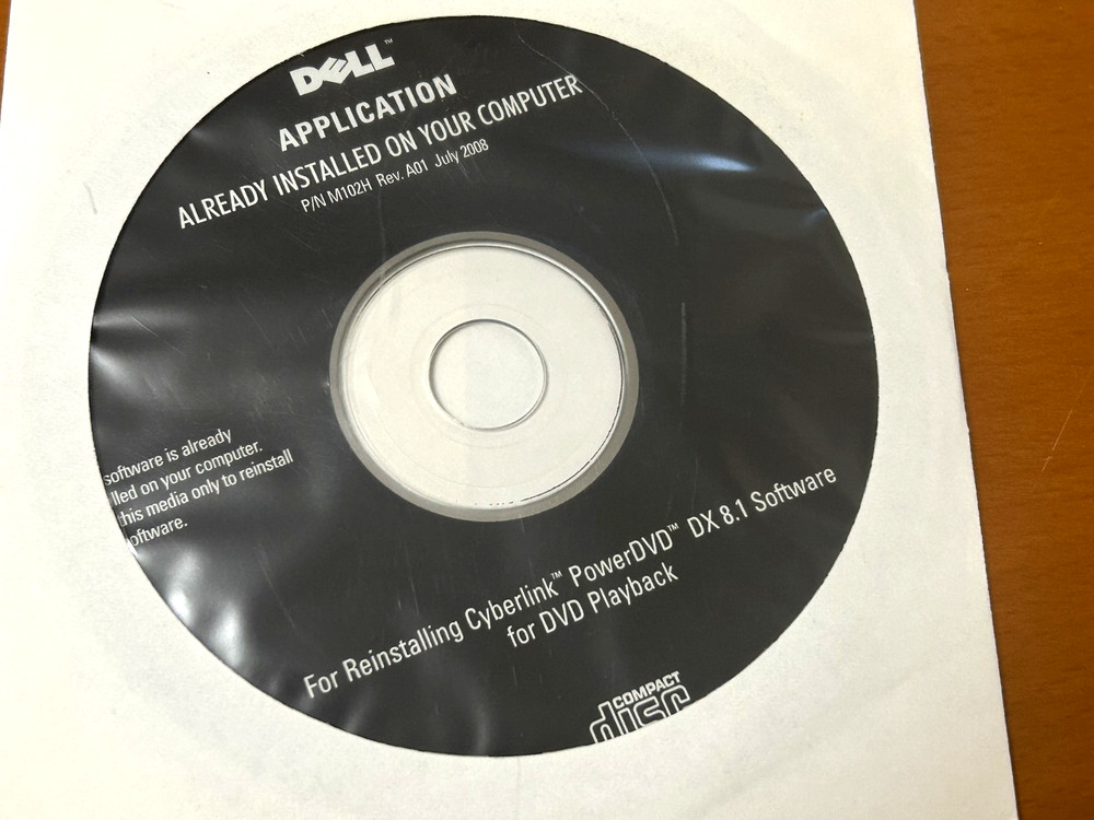 Dell Application Reinstalling Cyberlink PowerDVD DX 8.1 Software For DVD Playbac