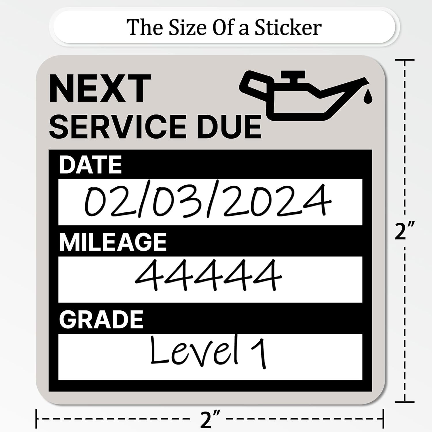 300 Oil Change Stickers, 2"x2" Easy Write Vinyl Labels, No Residue