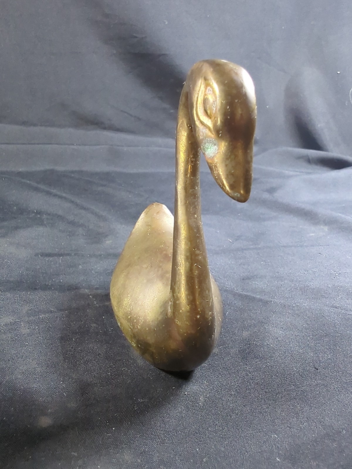 Pair Of Vintage Miniature solid Brass Swan Figurines Mid Century Modern Unique