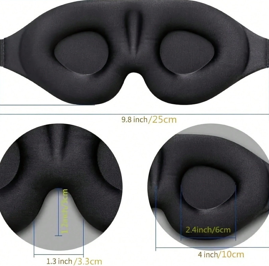 1 pc 3D Light-Blocking Travel Eye Mask – No-Nose Wing, Ultra-Comfort - NEW